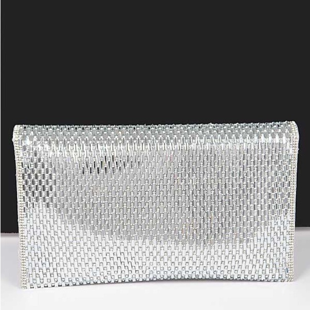 Large Silver Rhinestone Envelope Clutch Bag - Picture 4 of 6
